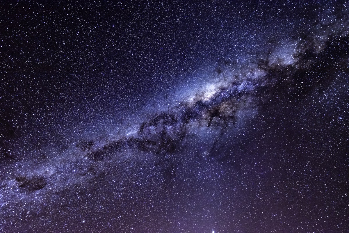 Milky way galaxy illustrating the expanding universe and dark energy